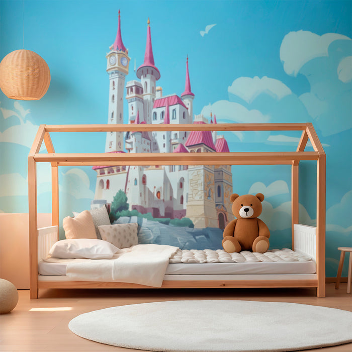 Papier peint chambre enfant | Château féerique dans les nuages