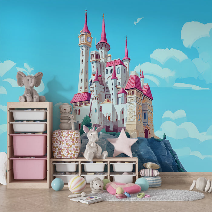 Papier peint chambre enfant | Château féerique dans les nuages