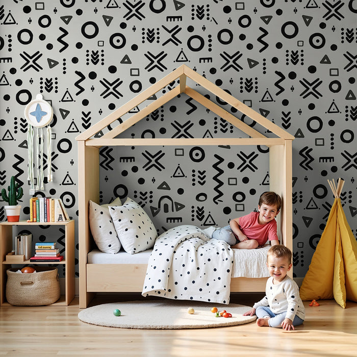Dětský pokoj tapeta | Geometrické monochromatické motivy