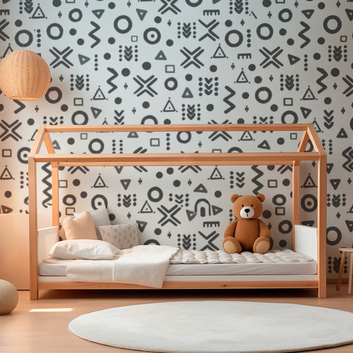 Dětský pokoj tapeta | Geometrické monochromatické motivy