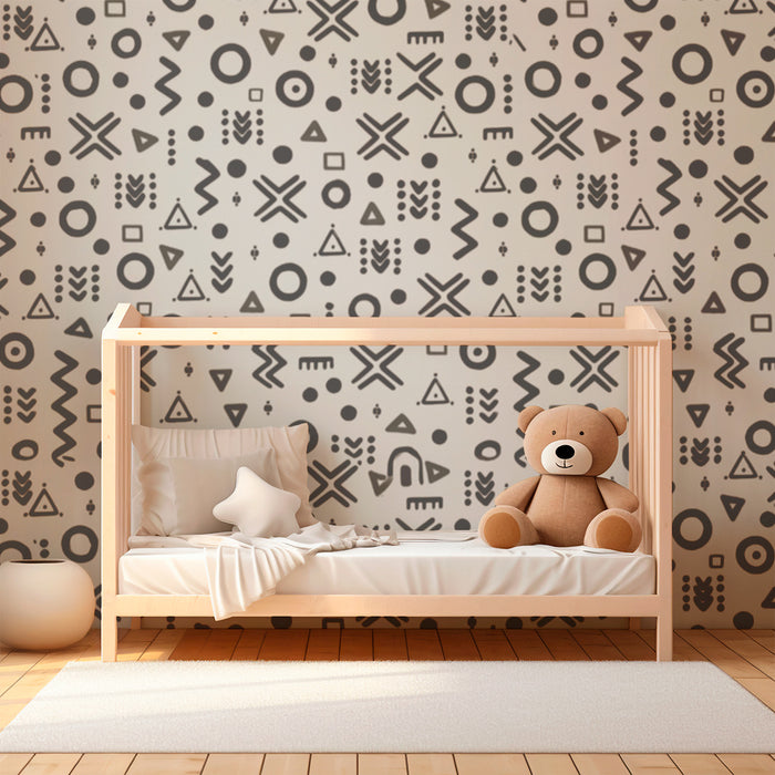 Dětský pokoj tapeta | Geometrické monochromatické motivy