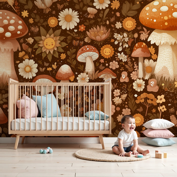 Mushroom wallpaper | Floral and bohemian mushroom illustration