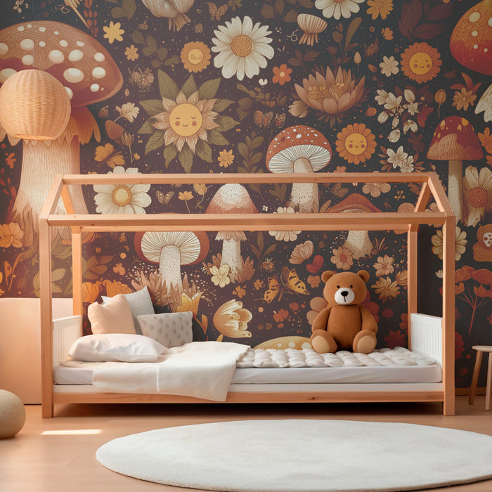 Mushroom wallpaper | Floral and bohemian mushroom illustration