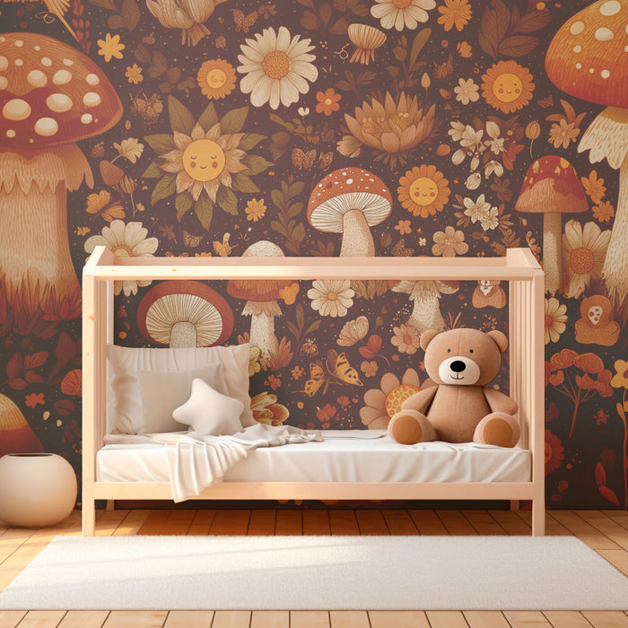 Mushroom wallpaper | Floral and bohemian mushroom illustration