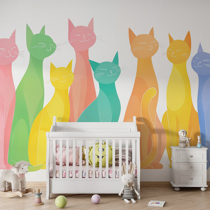 Tapeta so farebným mačkom | Hráčivý a živý vzor