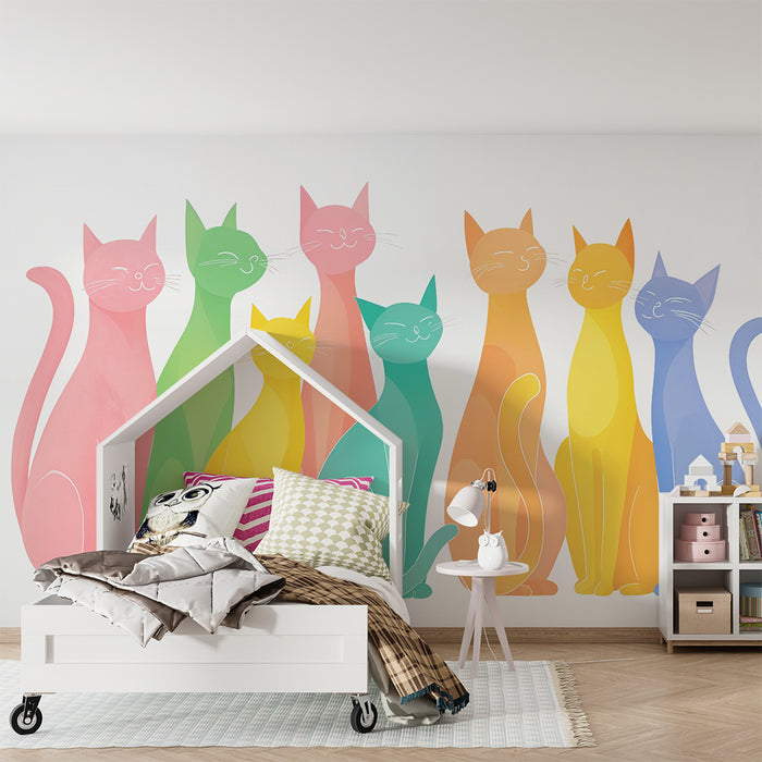 Tapeta so farebným mačkom | Hráčivý a živý vzor