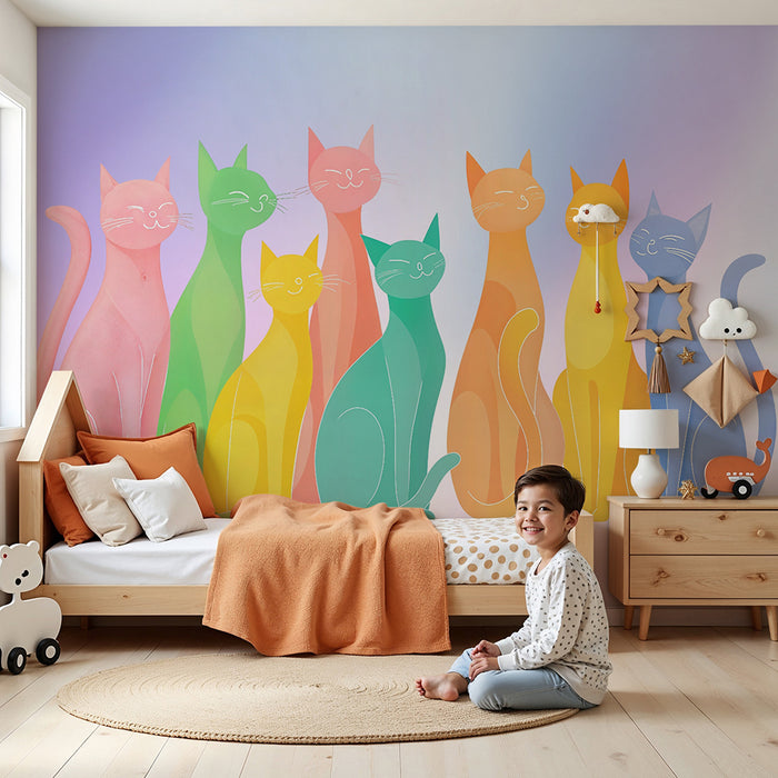 Tapet s tsveten koten | Igroven felin motiv