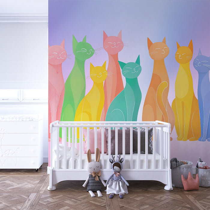 Tapet s tsveten koten | Igroven felin motiv