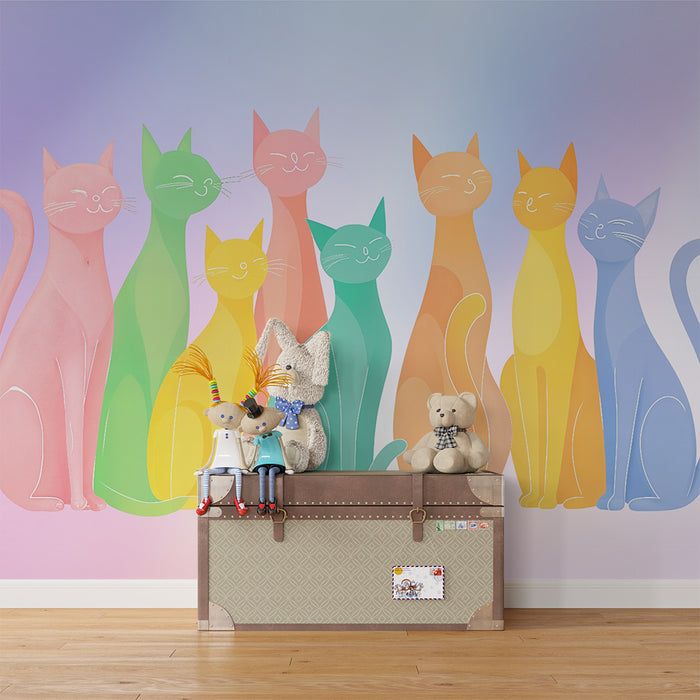 Tapet s tsveten koten | Igroven felin motiv