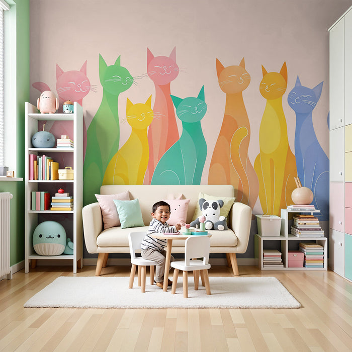 Carta da parati gatti colorati | Dolcezza e fantasia per il tuo interno