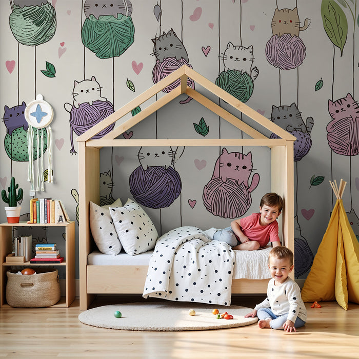 Kitten wallpaper | Colorful wool balls