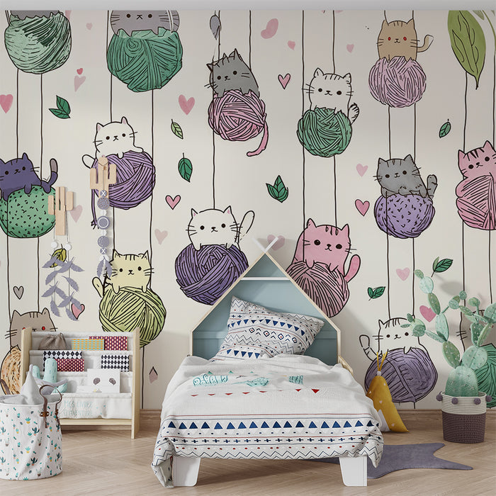 Kitten wallpaper | Colorful wool balls