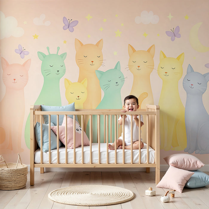 Barviti tapet mačke | Otroška stenska dekoracija