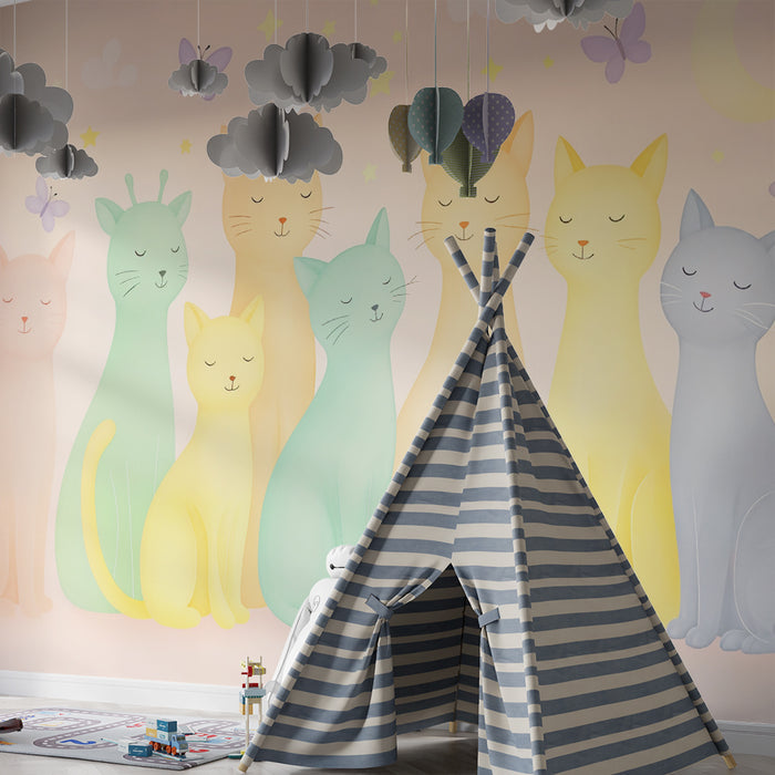 Barviti tapet mačke | Otroška stenska dekoracija