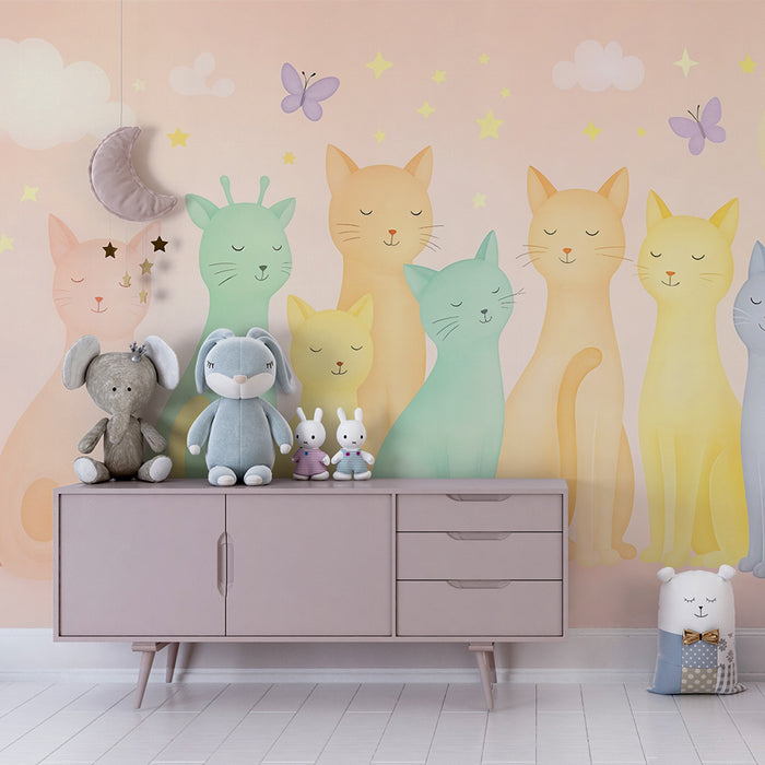 Barviti tapet mačke | Otroška stenska dekoracija