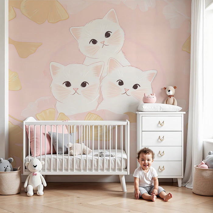 Barntapet | Kramande katter och gyllene lövverk
