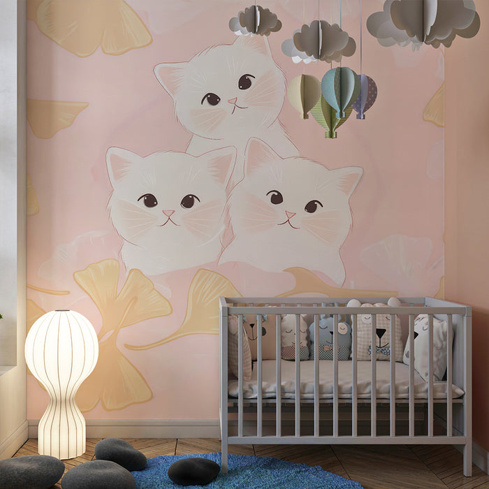 Barntapet | Kramande katter och gyllene lövverk