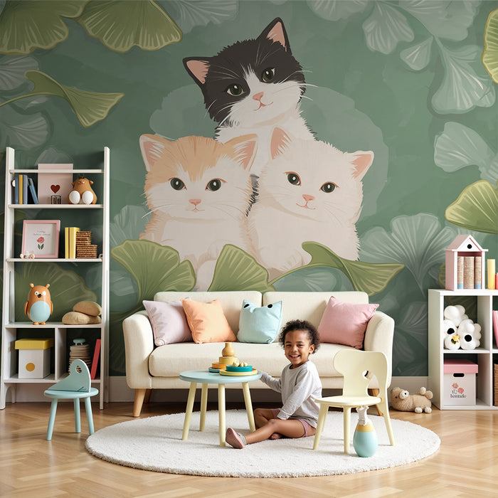 Barntapet | Kattungar och ginkgoblad