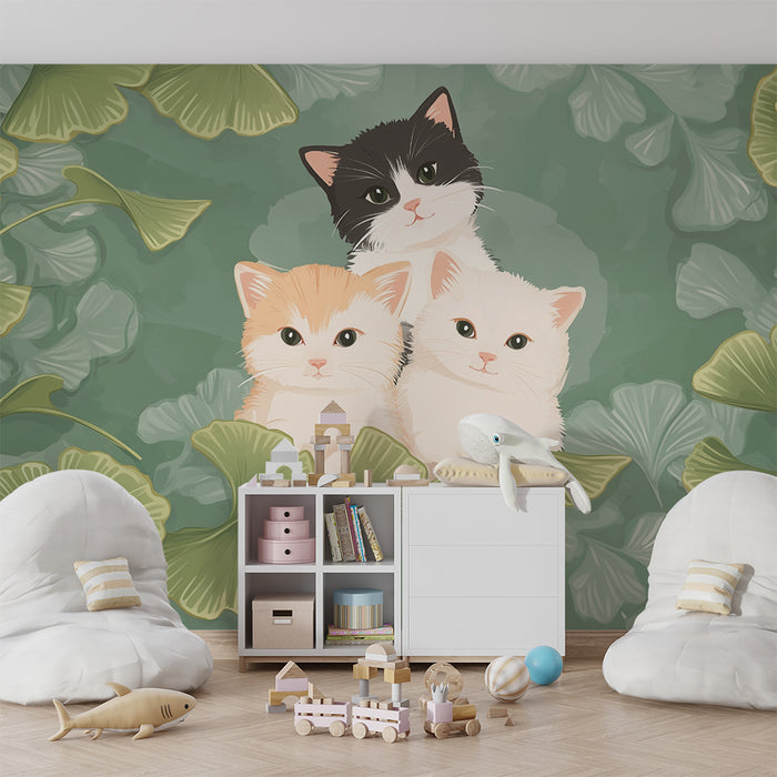 Barntapet | Kattungar och ginkgoblad