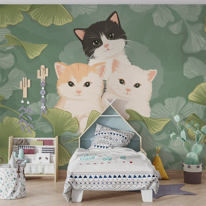 Barntapet | Kattungar och ginkgoblad