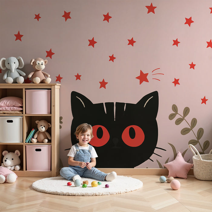 Papier peint Chat et Étoiles | Conception ludique