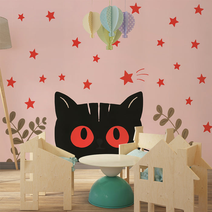 Papier peint Chat et Étoiles | Conception ludique