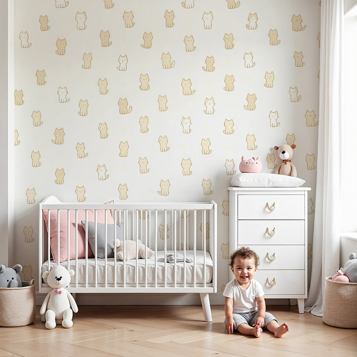 Kittens behang | Minimalistisch en schattig ontwerp