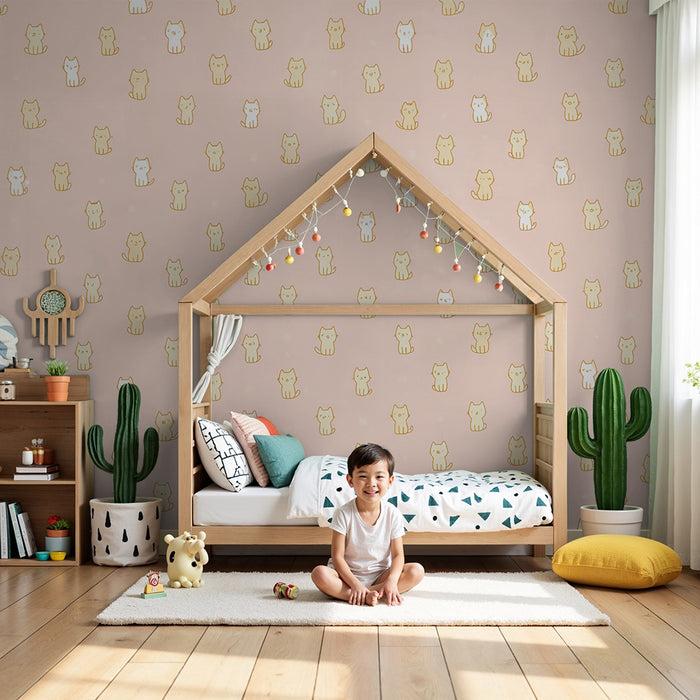 Papel pintado de gato lindo | Diseño pastel y cálido