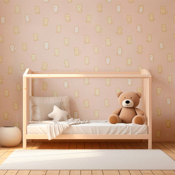Papel pintado de gato lindo | Diseño pastel y cálido