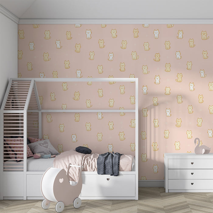 Papel pintado de gato lindo | Diseño pastel y cálido