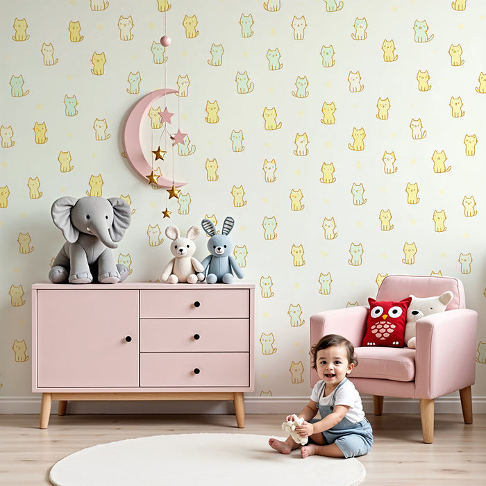 Χαριτωμένο ταπετσαρία γάτα | Αξιολάτρευτα παστέλ μοτίβα