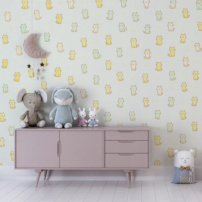 Χαριτωμένο ταπετσαρία γάτα | Αξιολάτρευτα παστέλ μοτίβα