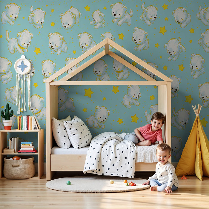 Tapeta s medvedíkmi | Detská stenná výzdoba