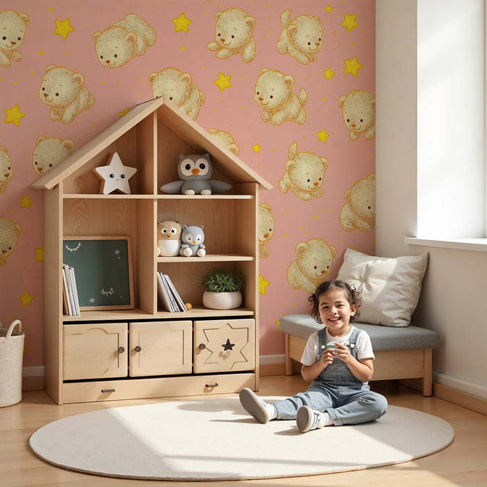 Tapeta s medvedíkmi | Rozkošné a hviezdicové vzory