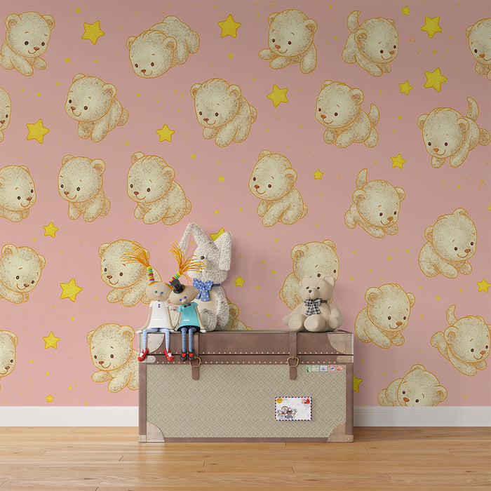 Tapeta s medvedíkmi | Rozkošné a hviezdicové vzory