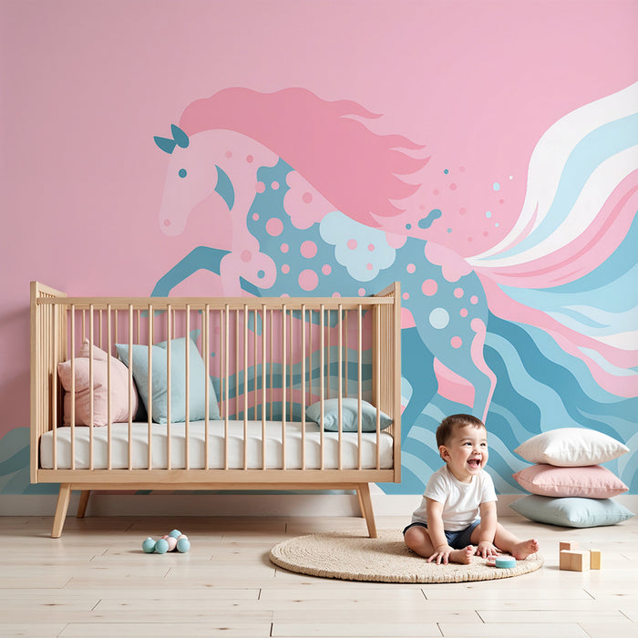 Lastenhuoneen tapetti | Lumottu yksisarvinen ja pastellivärit