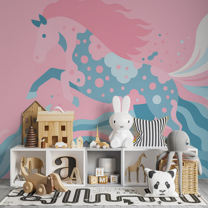 Lastenhuoneen tapetti | Lumottu yksisarvinen ja pastellivärit