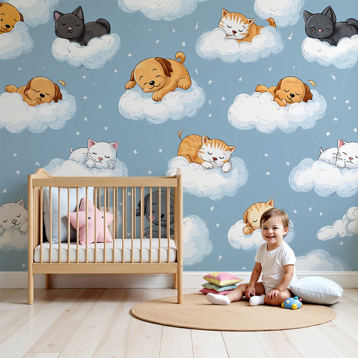 Papel de parede nuvem animais | Design bonito e sonhador