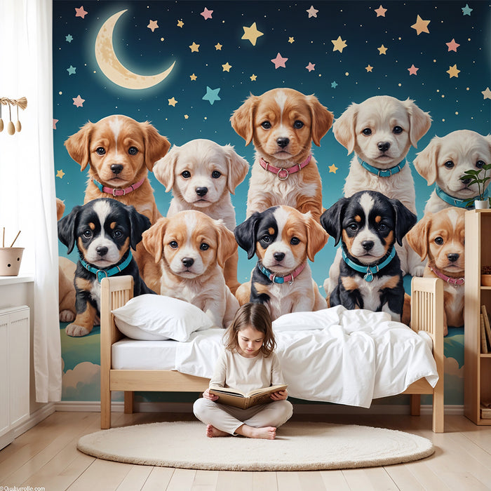Puppies and starry sky wallpaper | Creative and cute