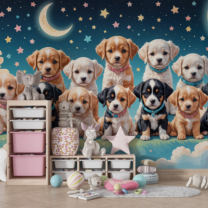 Puppies and starry sky wallpaper | Creative and cute