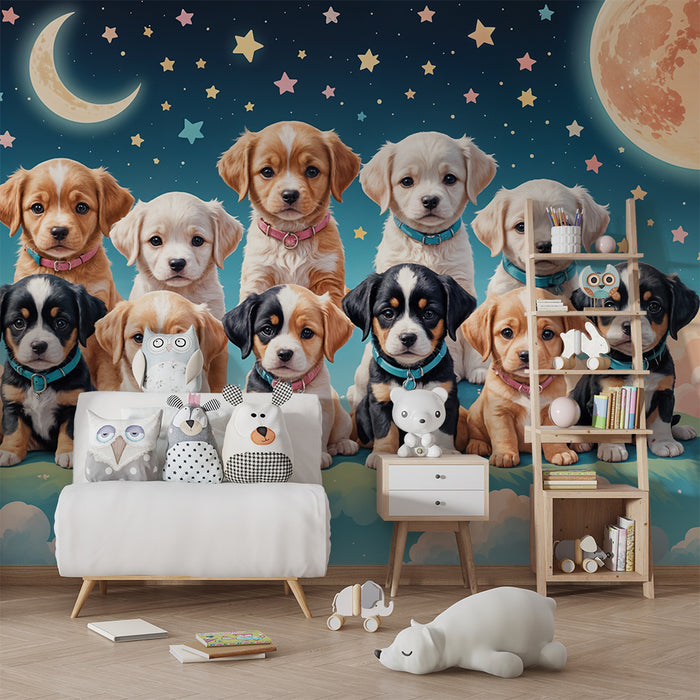 Puppies and starry sky wallpaper | Creative and cute