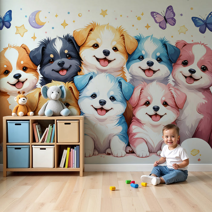 Tapet s adorableni kuchentsa | Vesela i tsvetna scena