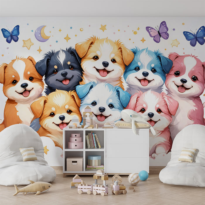 Tapet s adorableni kuchentsa | Vesela i tsvetna scena