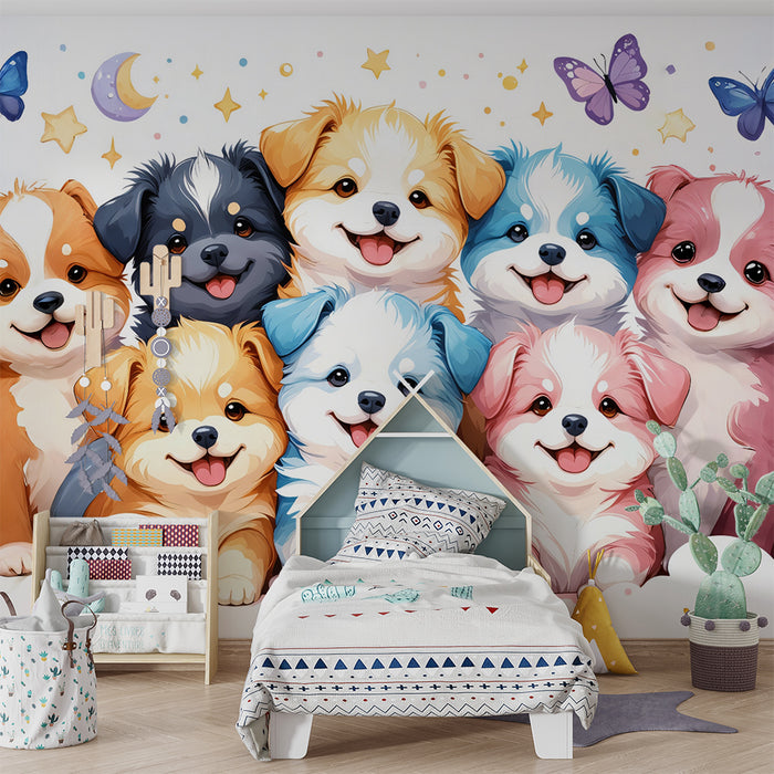 Tapet s adorableni kuchentsa | Vesela i tsvetna scena