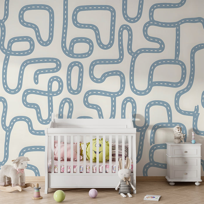 Carta da parati bambini | Percorsi sinuosi cielo blu