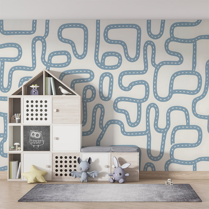 Carta da parati bambini | Percorsi sinuosi cielo blu