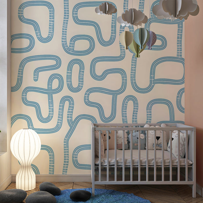 Tapet barnerom | Lekne blå kretser