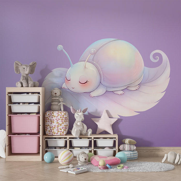 Barntapet | Drömmande nyckelpiga på pastellblad