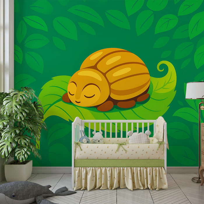 Barntapet | Sovande nyckelpiga på blad
