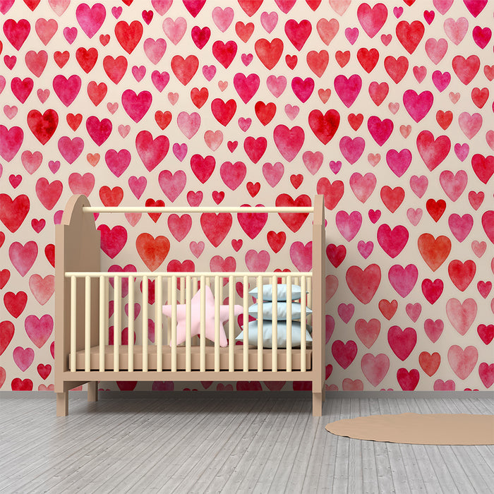 Papel pintado corazones | Diseño romántico en acuarela